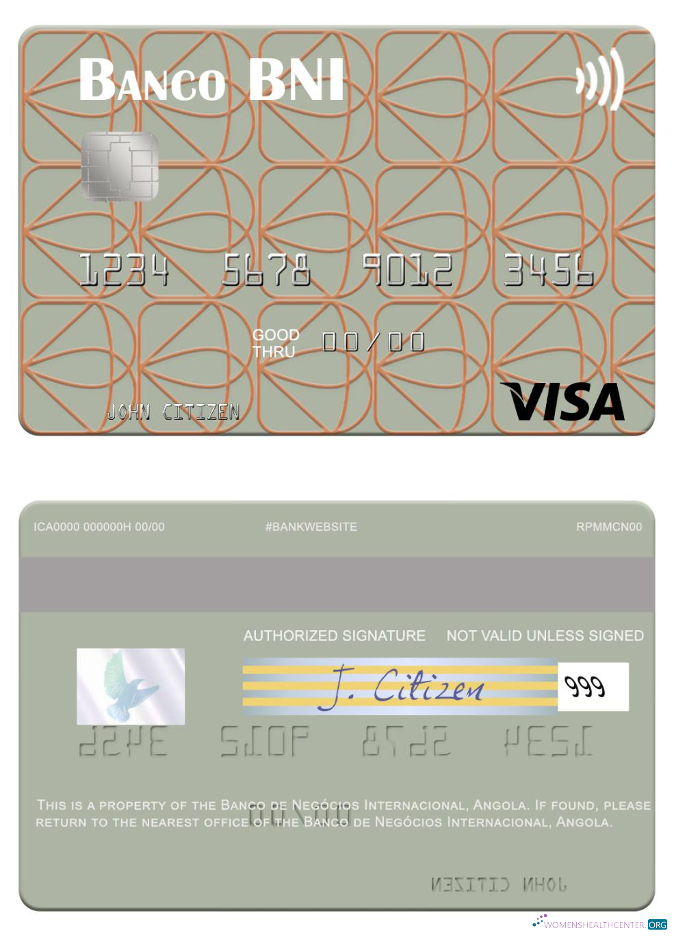 Download Angola Banco de Negócios Internacional visa card Photoshop template